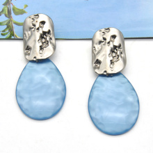 Pendientes vintage personalizados para mujeres Pendientes retro azules nuevos de lámina de acrílico